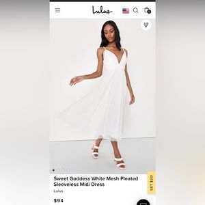 Lulus Sweet Goddess White Mesh Pleated Sleeveless Midi Dress